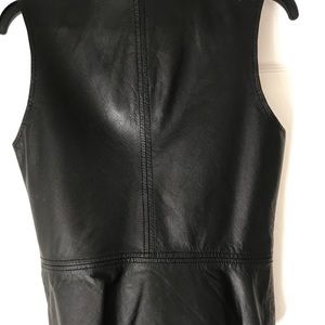 Vintage leather zip up vest with darting
